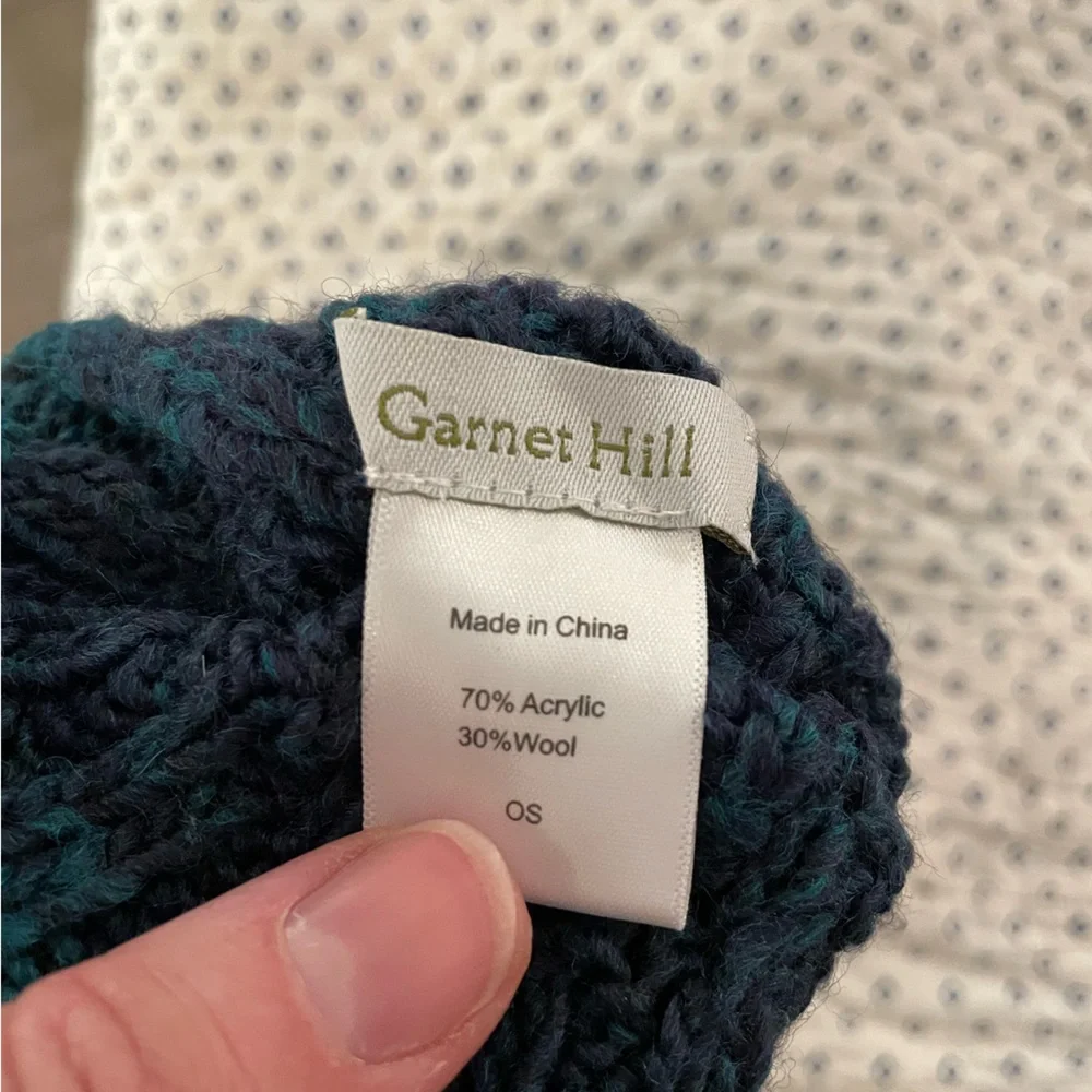 NIP Garnet Hill Teal/Blue Ombré Wool Blend Fingerless Gloves one size